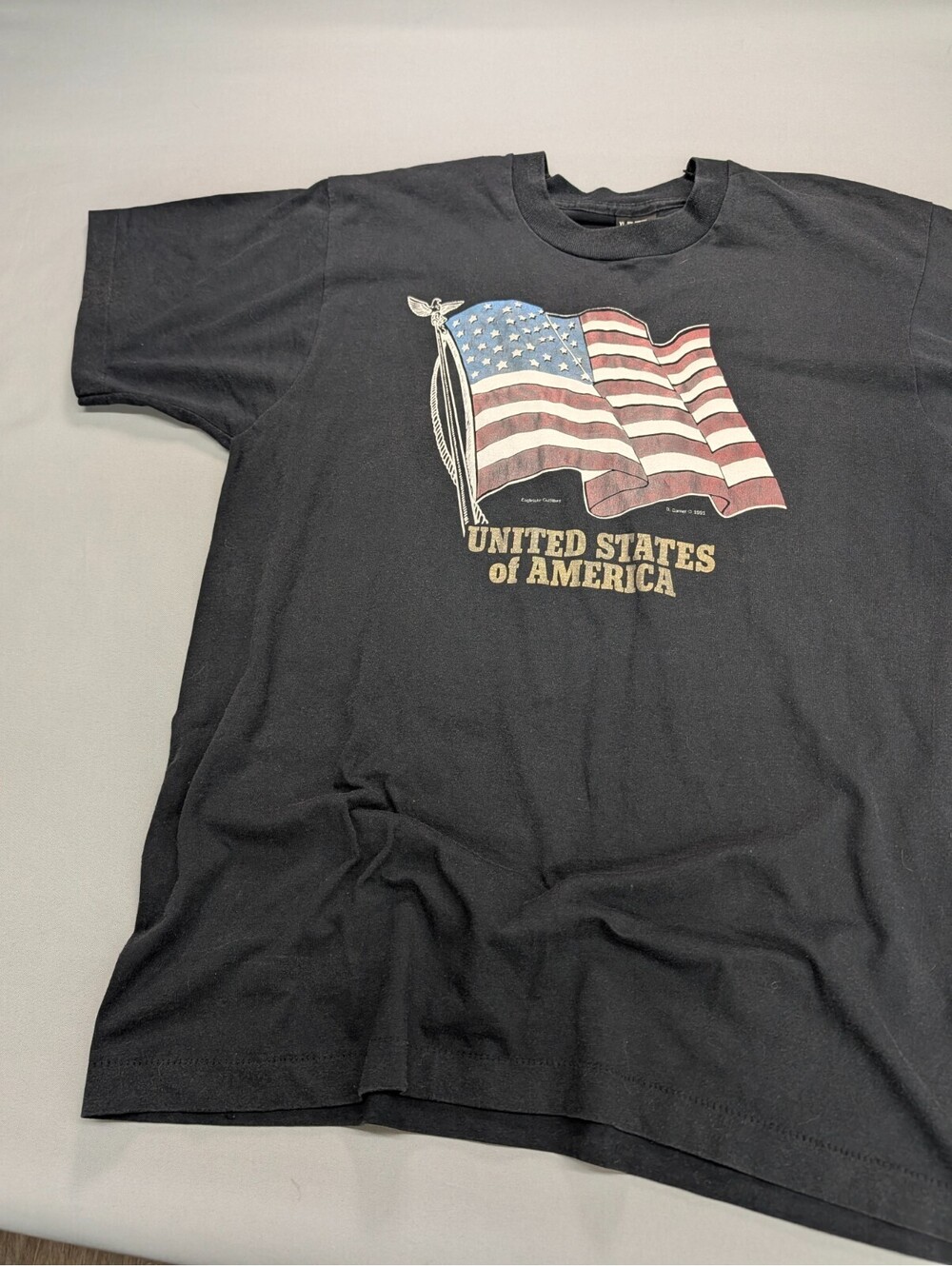 Vintage US Flag T-Shirt Screen Stars Best Size Xl